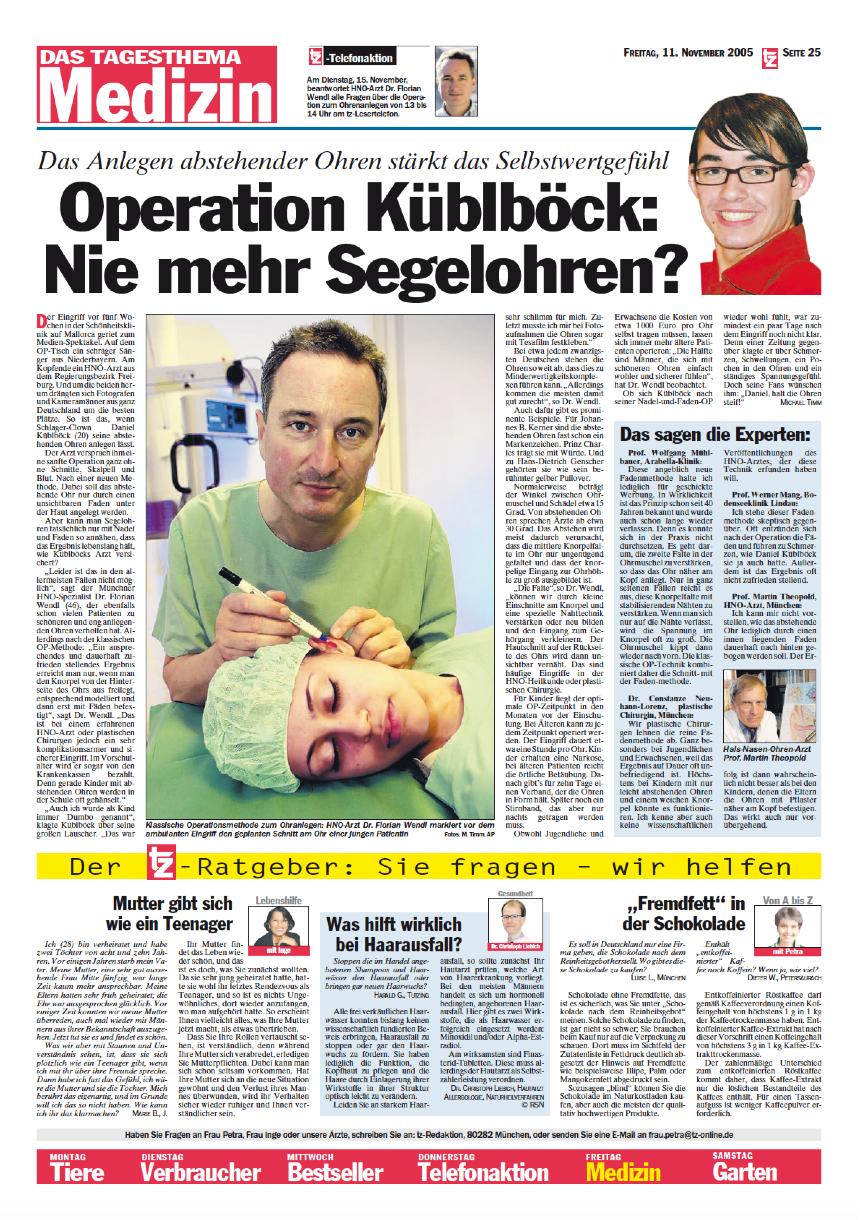 Operation Küblböck: Nie mehr Segelohren?